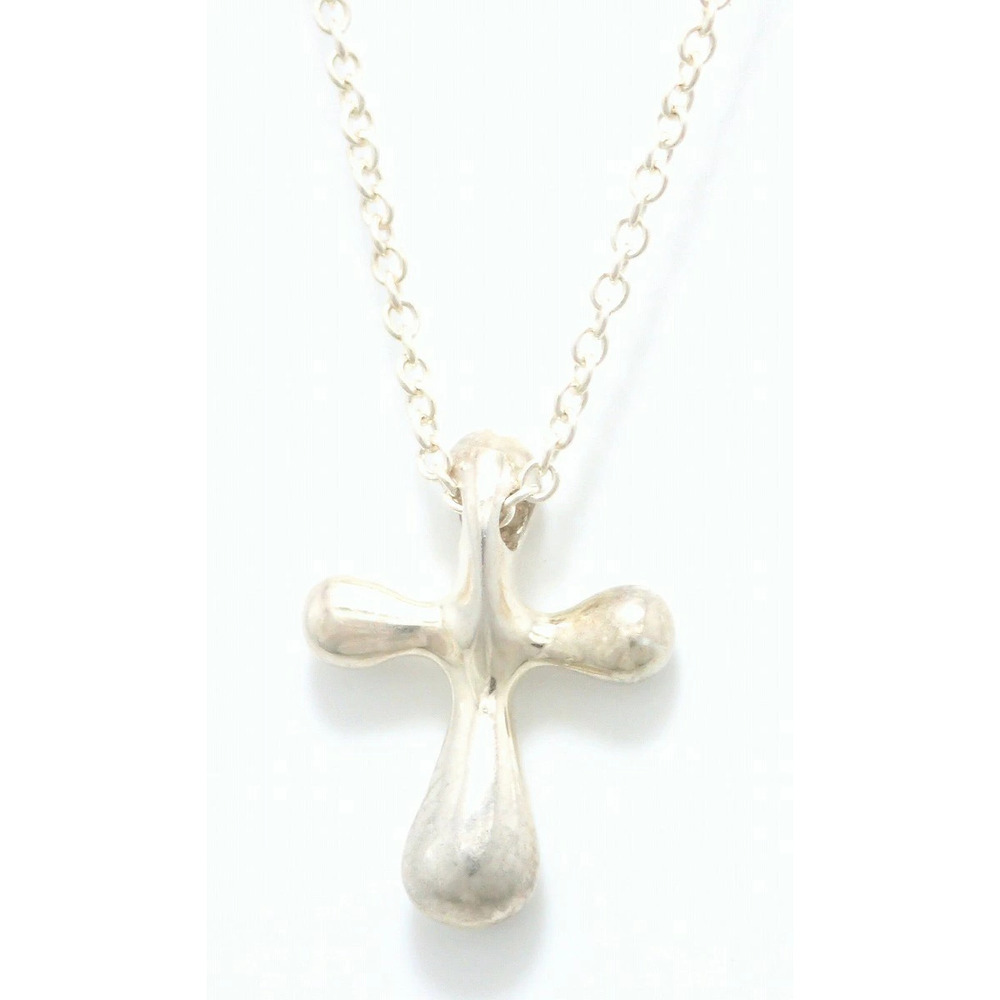 TIFFANYCo Tiffany Elsa Peretti Cross Necklace Pendant Silver